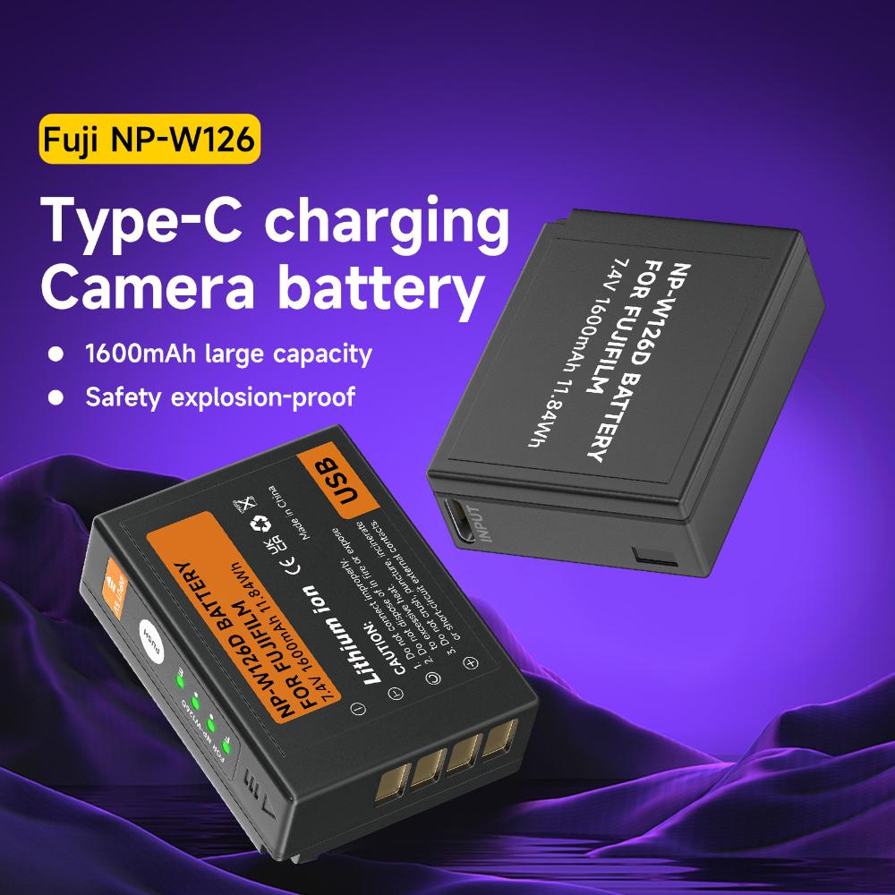PALO Аккумулятор NP-W126 Type-C емкостью 1600 мАч с индикаторной лампочкой для Fujifilm Fuji X-Pro1 XPro1 X-T1 XT1 X-T2 X-E2 X-E3 X-T10 X-T20 X-M1 HS30EXR HS33EXR