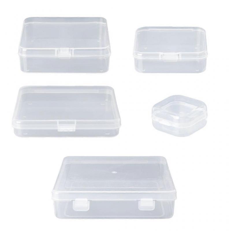 Square Transparent Storage Box Makeup Lipstick Cotton Swab Organization for Women Jewelry Cosmetics Collection Red