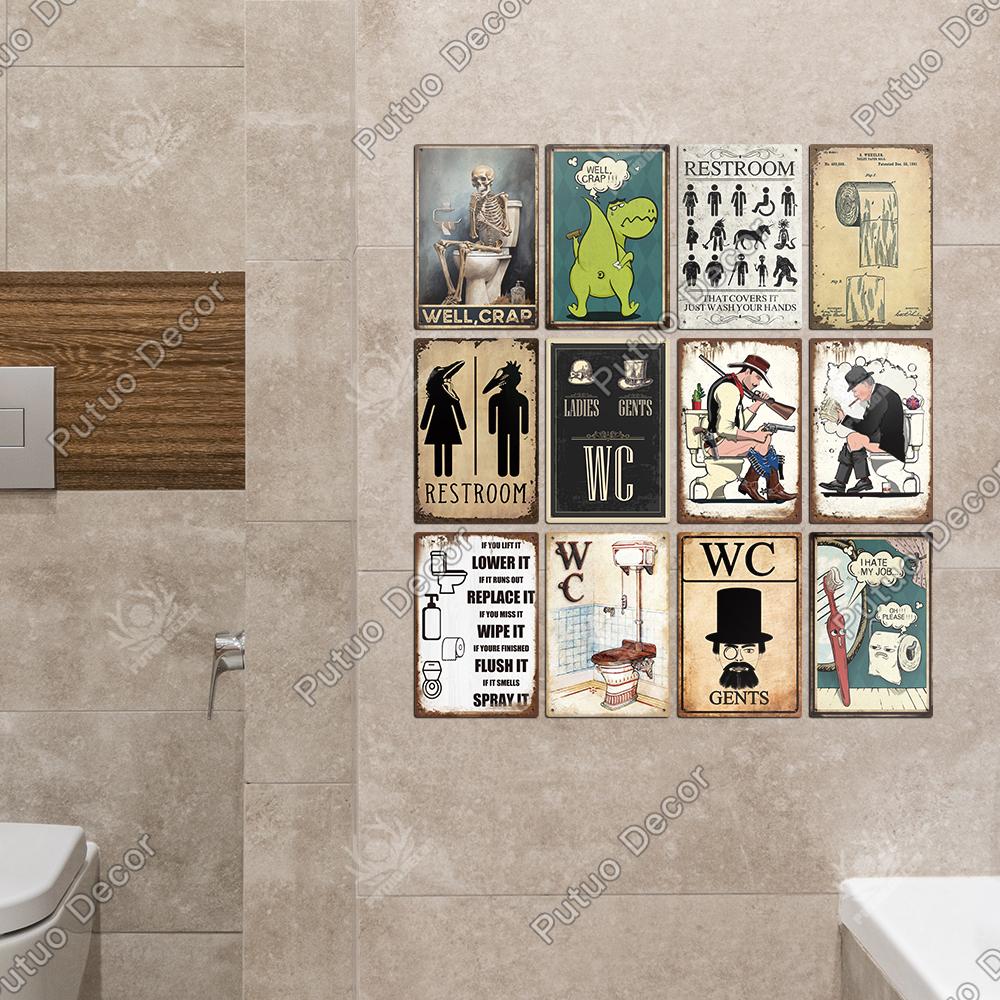 Декор 1 шт. Металлический Знак для Туалета - Ретро Жестяная Ванная Комната Табличка Настенные Плакаты Украшения