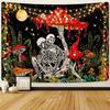 Skull Mushroom Tapestry Skeleton Lovers Tapestries Vintage Plants Moon Hippie Gothic Wall Hanging For Bedroom Aesthetic Decor