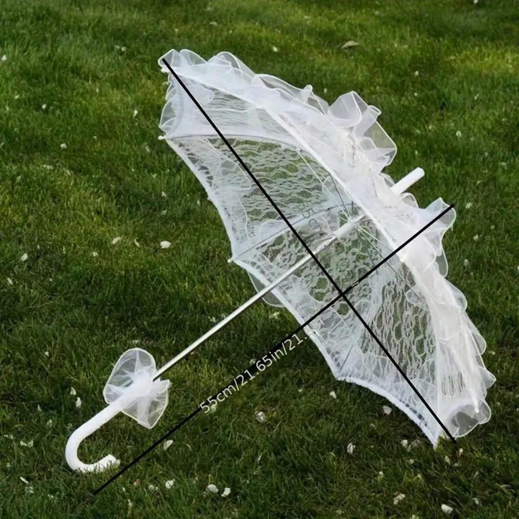 Элегантный белый кружевной зонт, романтический кружевной зонт от солнца для невесты, идеально подходит для реквизита для фотостудии, свадебной церемонии, вечеринки, девичника, дня рождения