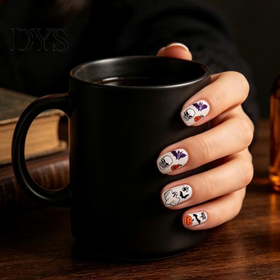 Halloween Nail Stickers 6 Sheets Glow-in-the-dark Sticker, Spooky Ghost Pumpkin Skull Manicure Party Art Decor Decal, DIY Decoration Favors for Women