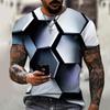 2025 New Men's Personalized Honeycomb 3D Digital Printed Casual Short Sleeve Top T-shirt
