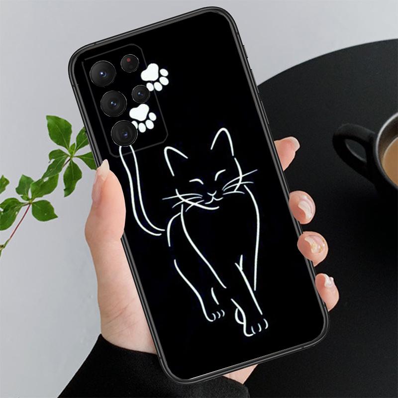 Чехол для телефона Samsung Galaxy A35 A55 A54 A15 A25 A05s A05 A22 A24 A52 A33 A34 M34 M14 M54 M23, чехол с черным котом