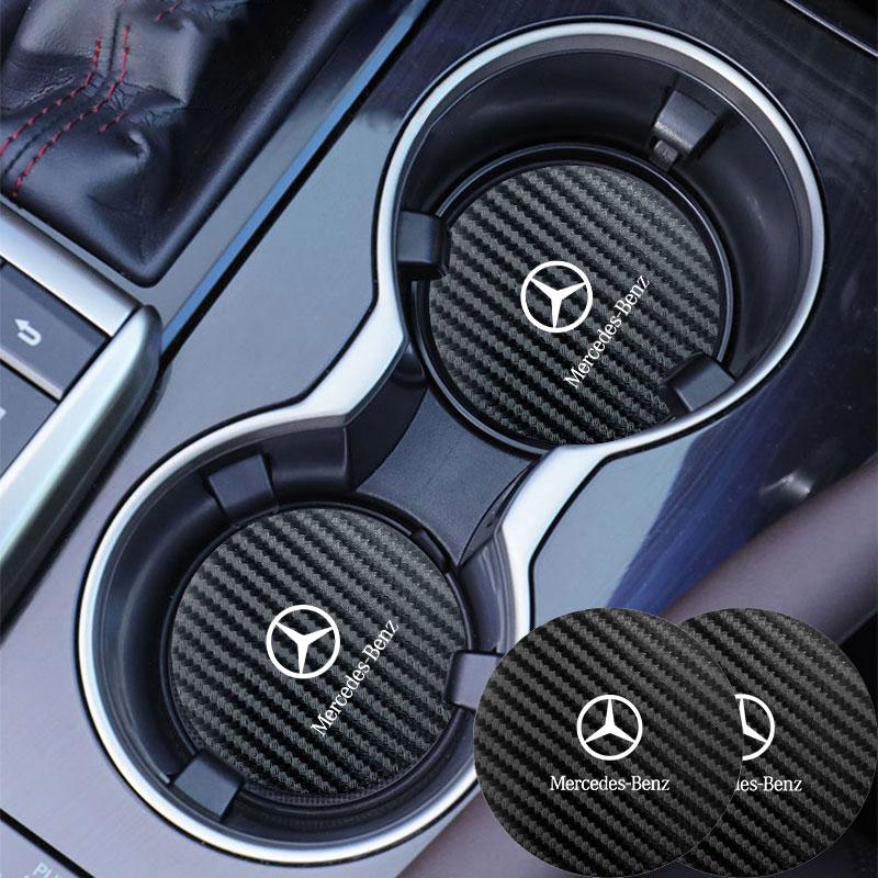FFYE5 2pcs Car Cup Holder Anti Slip Insert Coaster Pads Accessories For Benz W202 W212 W126 W140 W168 W177 CLS GLE GLC GLS CLA