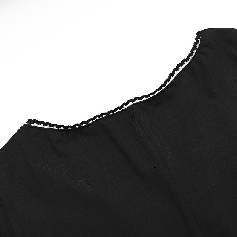 AltGoth Винтажное готическое платье на Хэллоуин Женское темное панковское элегантное платье с расклешенными рукавами и V-образным вырезом с высокой талией Платье в стиле эмо-альтернативной вечеринки