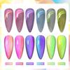 MEET ACROSS 7ml Glass Cat Eye Magnetic Gel Glitter Colorful Laser Gel Nail Polish Semi Permanent Shiny Varnish UV Gel for Nail Art Design