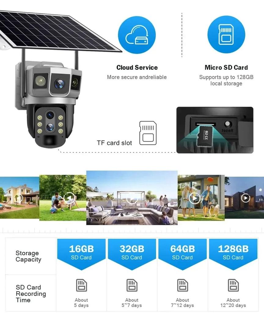12MP 6K Solar 4G IP Camera CCTV Surveillance 10X Digital Zoom Outdoor Waterproof Monitor Pir Motion Detect Night Vision V380 Cam