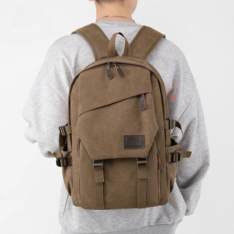 Retro Men's Canvas Backpack Student School Bag Trend Casual Large-capacity Travel Bag Backpack