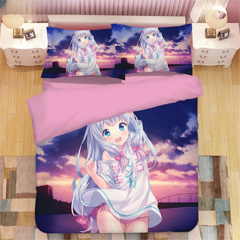 Kawaii Izumi Sagiri 3D Anime Print Комплект постельного белья Пододеяльники Наволочки Цельный стеганый плед Комплекты постельного белья Постельное белье Пододеяльник