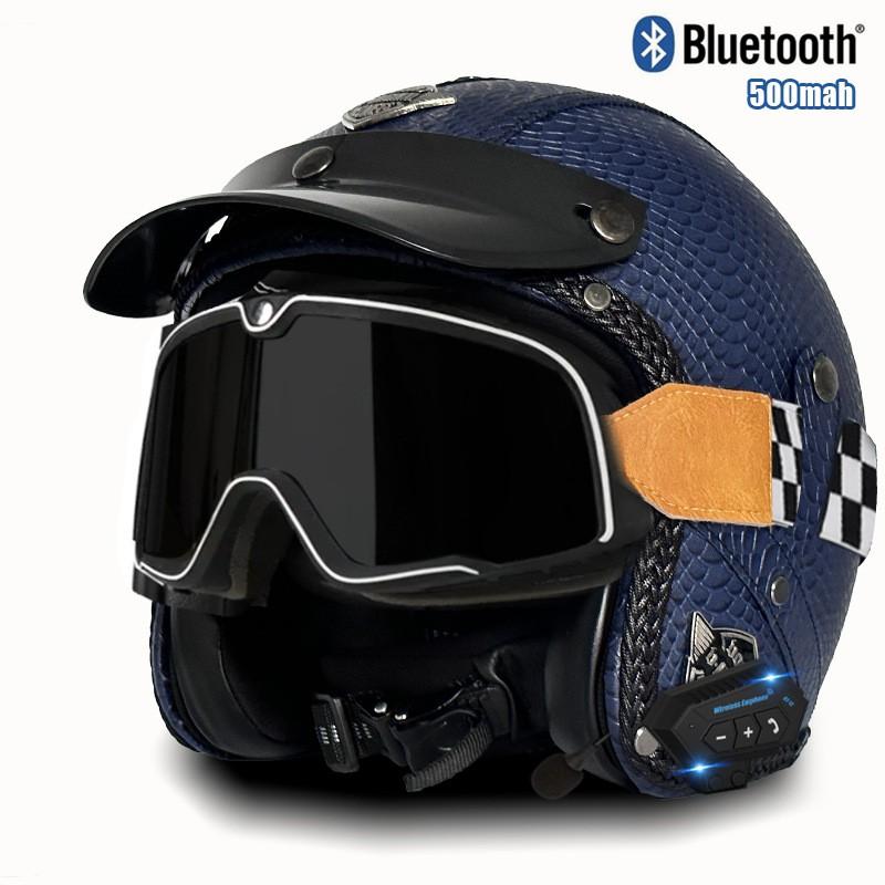 3C Certified Retro Style 3/4 Motorcycle Helmet Men Women ABS Half With Bluetooth Compatible Visor Options
