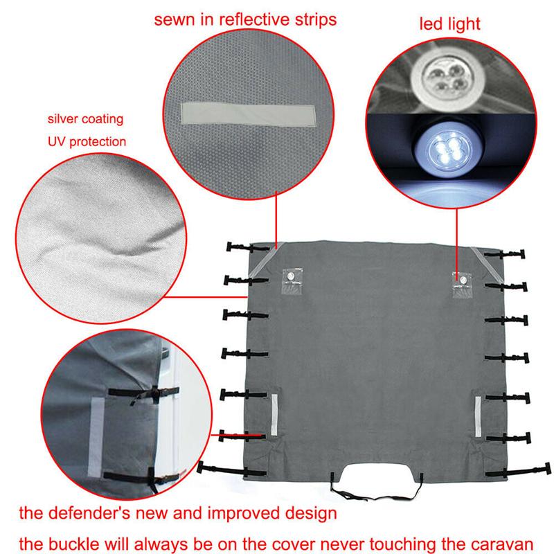 1Set Universal Caravan Front Towing Cover Protector + 2 LED Light Guard Shield Grey RV Parts & Accessories