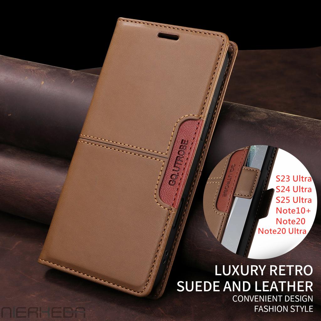 Flip Leather Case for Samsung Galaxy S25 S24 S23 FE S22 S21 S20 Plus Note20 Ultra A17 A16 A36 A56 A26 Card Wallet Phone Cover