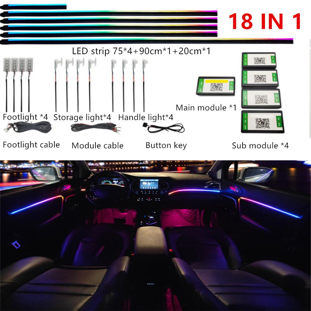 Универсальный светодиодный светильник Symphony Car Ambient Light 64 RGB Color Car Interior Acrylic Light Guide Decoration Atmosphere Light 18/10/6 в 1