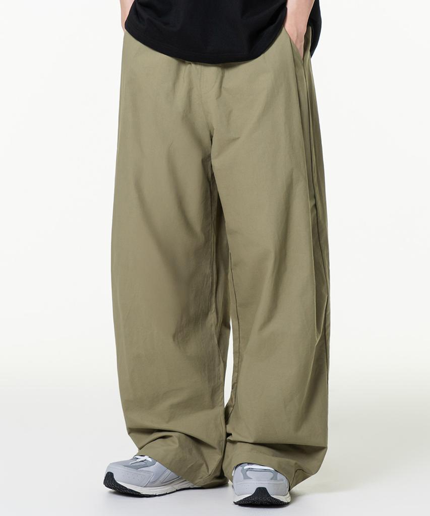 MOZMOZ Linen-Like Wide Pants Khaki