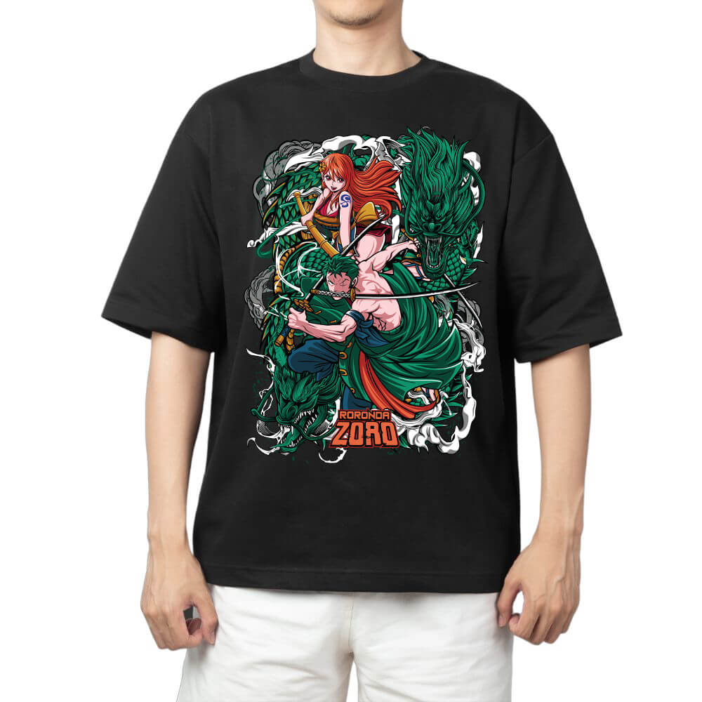 2026 New One Piece Zoro Chibi The Swordman Printed Short Sleeve Tshirt Mens and Womens Tshirt Mens Tops Sports Tshirt