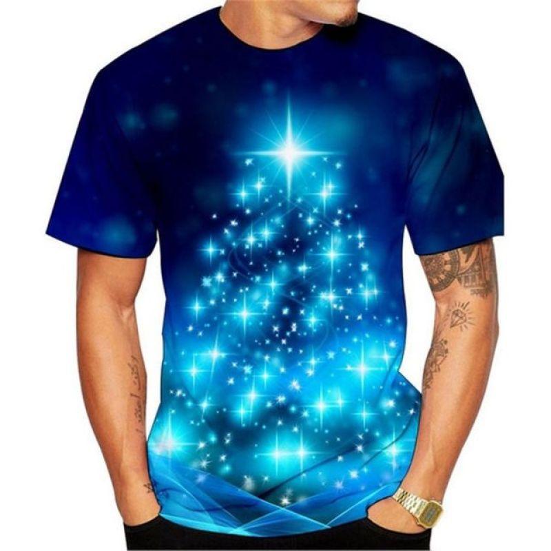 Мужская рождественская футболка с рисунком «Рождественская елка», одежда с круглым вырезом, одежда большого размера, европейский размер, топ с короткими рукавами, мужская рубашка, футболка