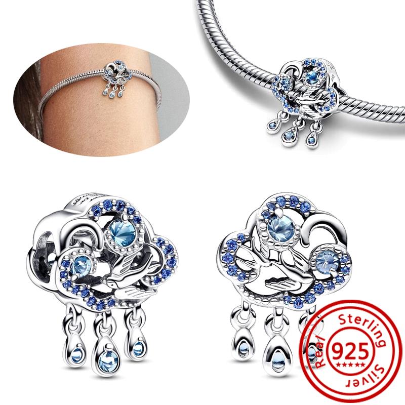 925 Стерлинговая медь Мультяшная птица Попугай Сова Ласточка Перья Милая подвеска Бусины для DIY Подходят для оригинального браслета-шарма Pantaro Циркон