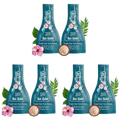 Nat Habit Five Oil Hibiscus NutriMask-Hair Mask For Growth, Conditioning, Smoothening, Strengthen & Shine (Pack of 6 X 40 Gm)