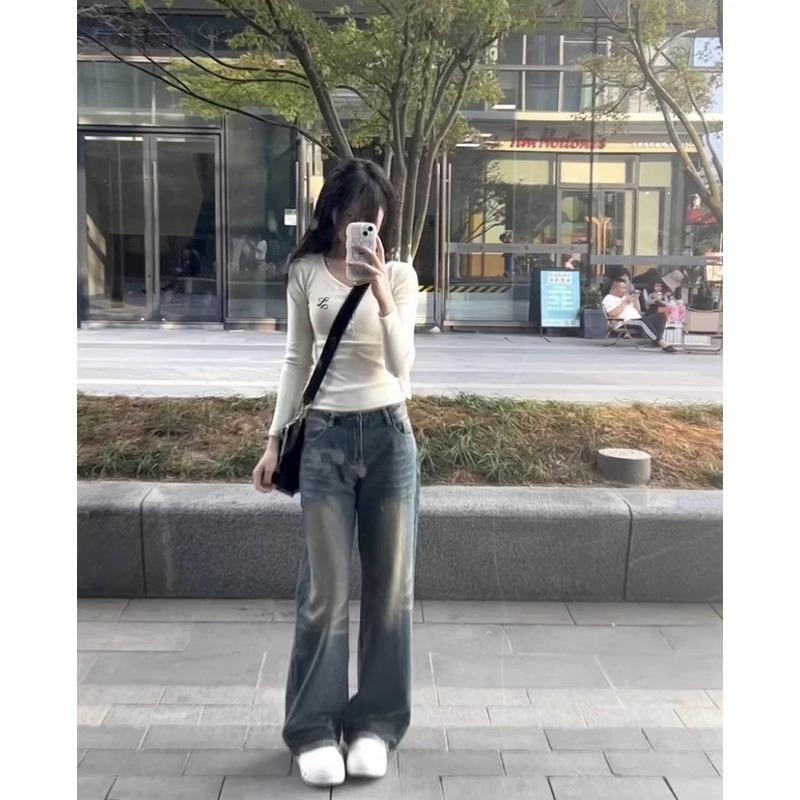 Ранневесенний сладкий и пикантный воротник однобортный вышитый топ женская талия плиссированная рубашка с длинным рукавом с нишевым базовым топом