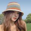 Women's Rainbow Knitted Fisherman Hat - Sun Protection Summer Straw Hat
