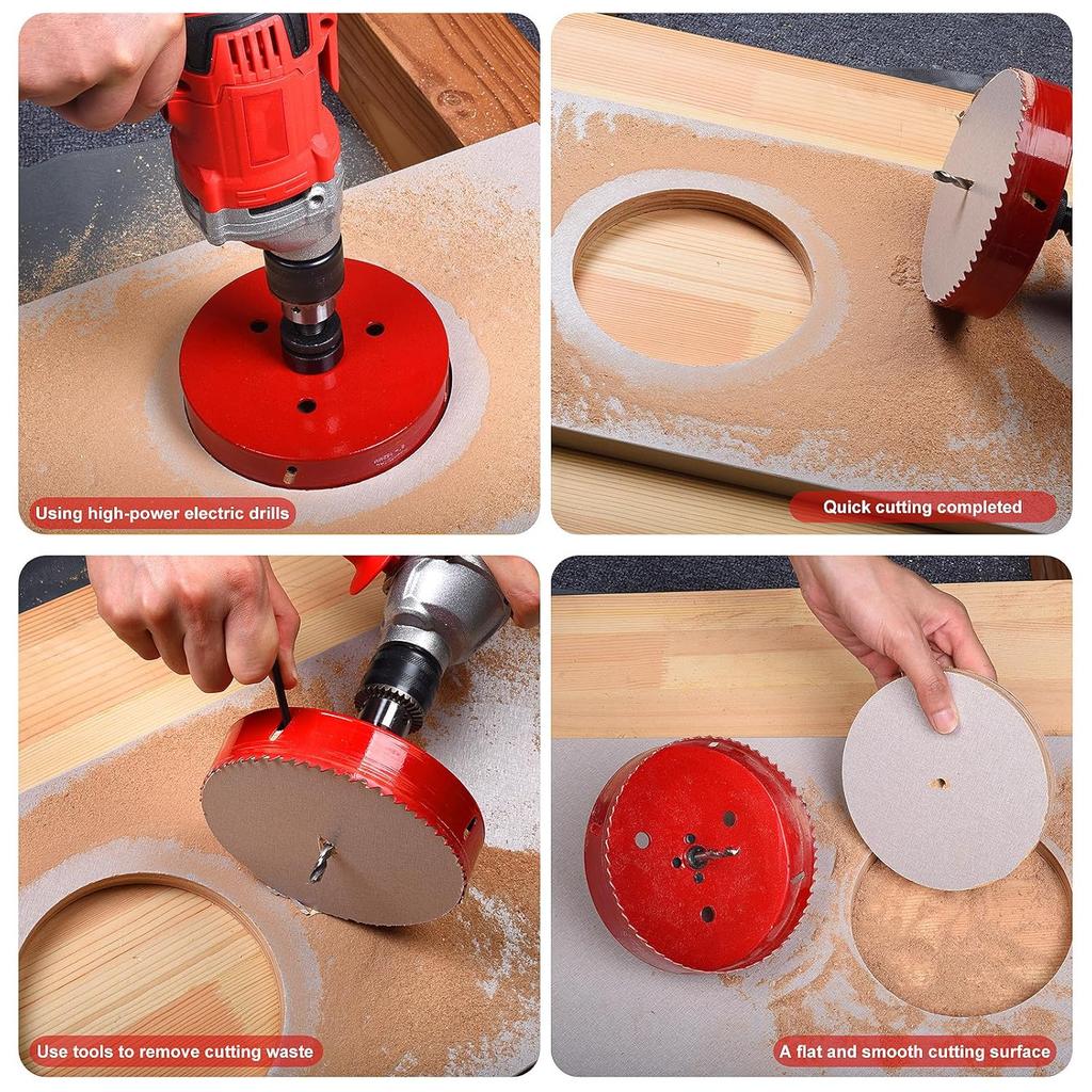 6 Inch Hole Saw - 152mmHSS Bi-Metal Hole Saw - Heavy Duty Hole Cutter for Metal/Wood with Smooth Flat Edge, Fast Chip Removal, Ideal for Cornhole