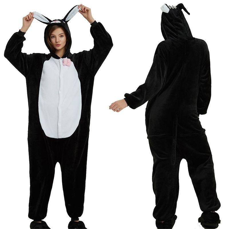 Уютная унисекс взрослая фланелевая пижама-костюм животного с боковыми карманами