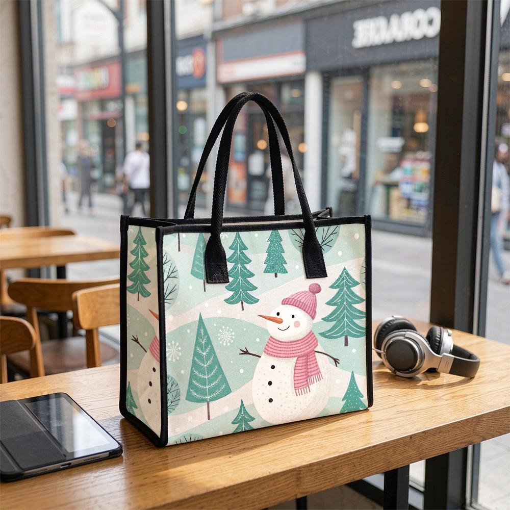 Winter Snowman Printed Tote Bag Fashion Casual Handbag