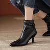 Fashion 2024 Autumn and Winter New Stiletto Ankle Boots Women Pointed Toe Temperament Side Zipper Black Comfortable Women's Boots