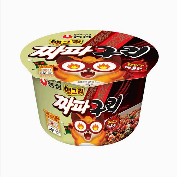 Лапша быстрого приготовления Nongshim Angry Jjapaguri Острая Большая Чашка 108г x 3 шт. / Корейская Лапша, Kfood, Аутентичная Корейская Еда