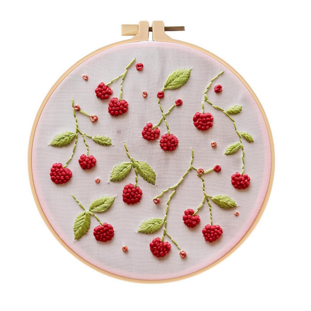 1 набор Вышивка с узором вишни, клубники, арбуза и апельсина Сделай сам - Подходит для начинающих. Набор материалов для ручной вышивки.
