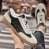 Fashion Men's Casual Shoes Suede Patchwork Leather Sports Shoes Breathable Round-toed Lace-up Lightweight  and Comfortable Walking Shoes