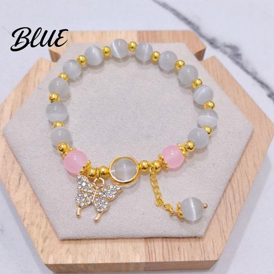 Birthday Gift Bracelet Women with Elastic Cord Butterfly Pendant Tassel