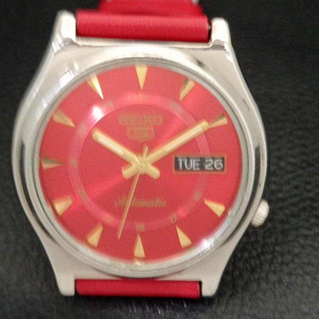 Б/У винтажные мужские часы SEIKO 5 AUTOMATIC 7019A из Японии с красным циферблатом a433409-2 R116-a433409