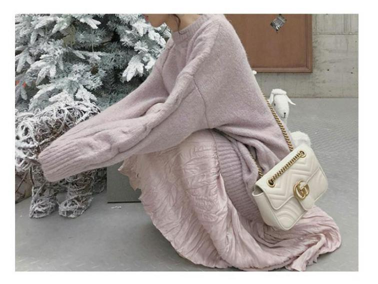 Женский мягкий голубой свитер фуфу: Свободный пуловер из воскового трикотажа для осени и зимы