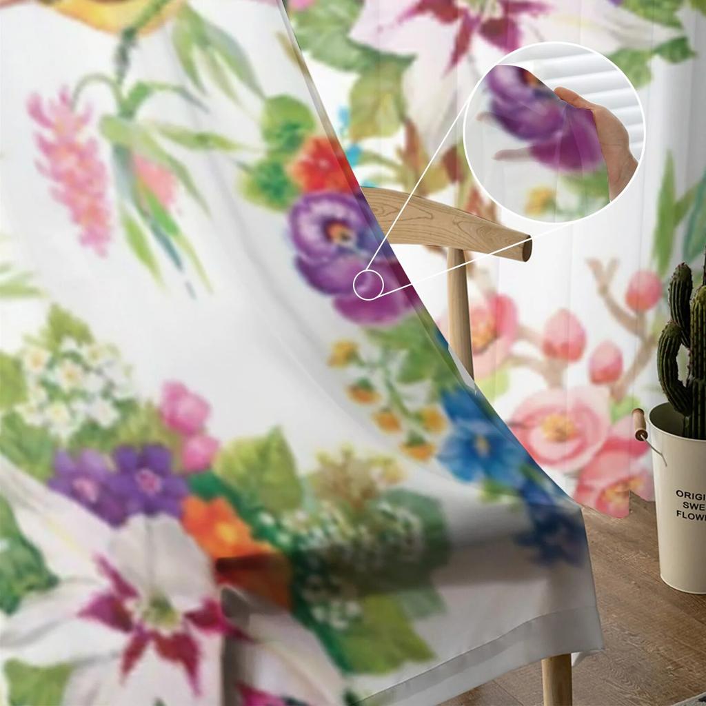 Тюлевые оконные шторы с дикими экзотическими птицами и цветами для гостиной, прозрачная занавеска из пряжи для спальни, кухни, драпировка, декор