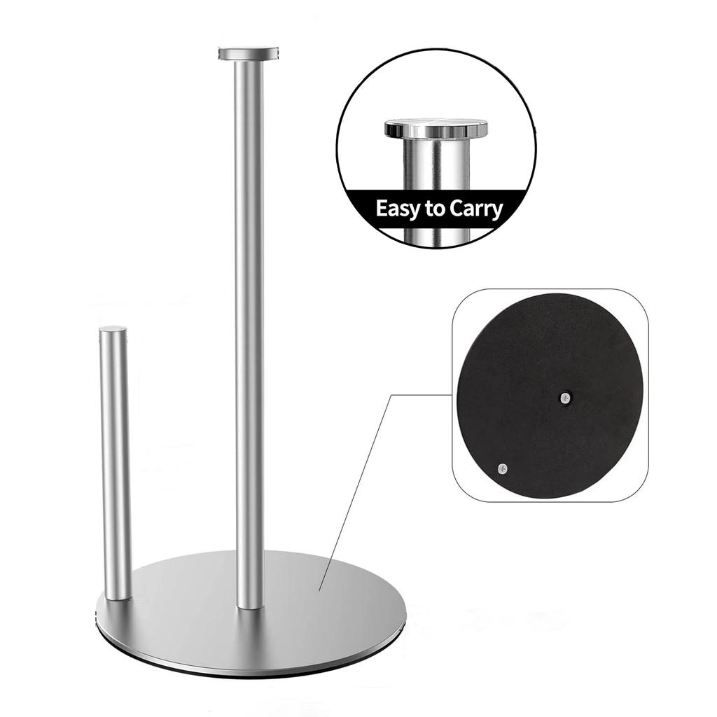 Kitchen Roll Paper Holder Countertop Stainless Steel Paper Holder With Anti-slip Base Roll Paper Dispenser for Household Kitchen