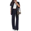 Women's Two Piece Outfit Casual Full Zip-up Short Sleeve Shirt And Wide Leg Pants Set Casual Lounge Tracksuit