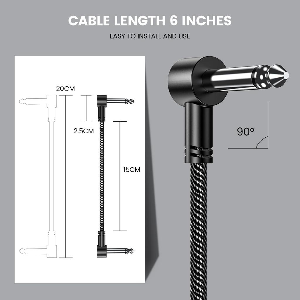 MOSWAG плоские соединительные кабели 6 6 дюймов гитарный педаль эффектов инструментальный кабель дюймовый прямоугольный штекер плоский гитарный соединительный кабель для разнообразного аудиооборудования упаковка,