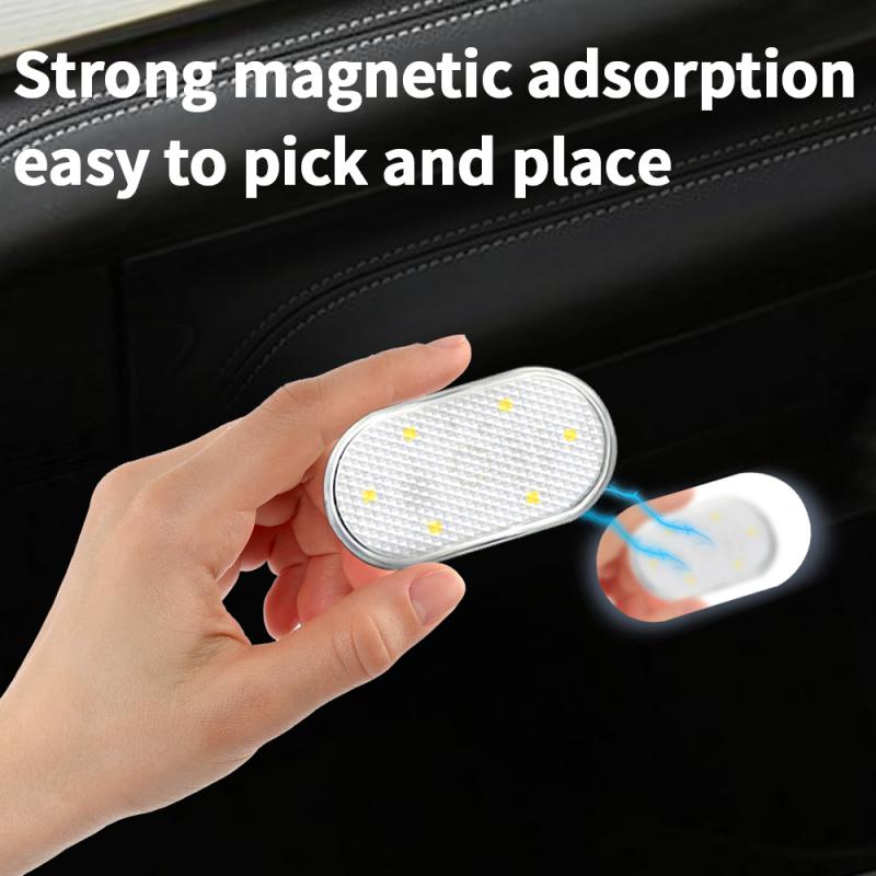 Mini Car Touch Light For Floor Trunk Hood Ceiling USB Rechargeable Magnetic Ambient Lamp Auto Interior Reading Light