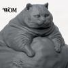 Sitting Cat Statue 3D Printed Fat Figurine, Modern for Collectible Art Piece Desk Decor, Animal Shape Ornament, Lovers Gift Small Sculpture