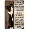 1pc Black Cat Sign I Am Your Friend Your Partner Your Cat You Are My Life Home Wall Decoration Metal Plaques Wall Decor