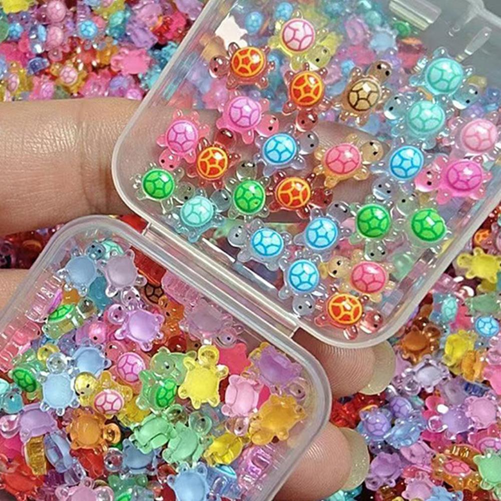 100Pcs Luminous Mini Resin Turtles Cute Tiny Turtles Sea Turtles Figurines for Fairy Garden Micro Landscaping Decoration