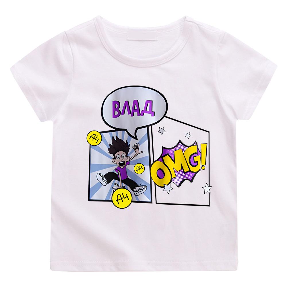 ОМГ, ФУТБОЛКА ВЛАДА Детская 100% Хлопок Футболки формата А4 Мерч GLENT Печать Повседневная Одежда для Семьи Набор Модные Топы для Мальчиков и Девочек