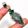 Green Apatite Diopside Gemstone 925 Silver Plated Jewelry Pendant 2.27"
