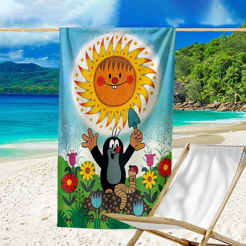 proof beach towel with a The Little Mole1 pattern - soft,absorbent,quick-drying,machine washable - perfect for swimming,camping,bathing