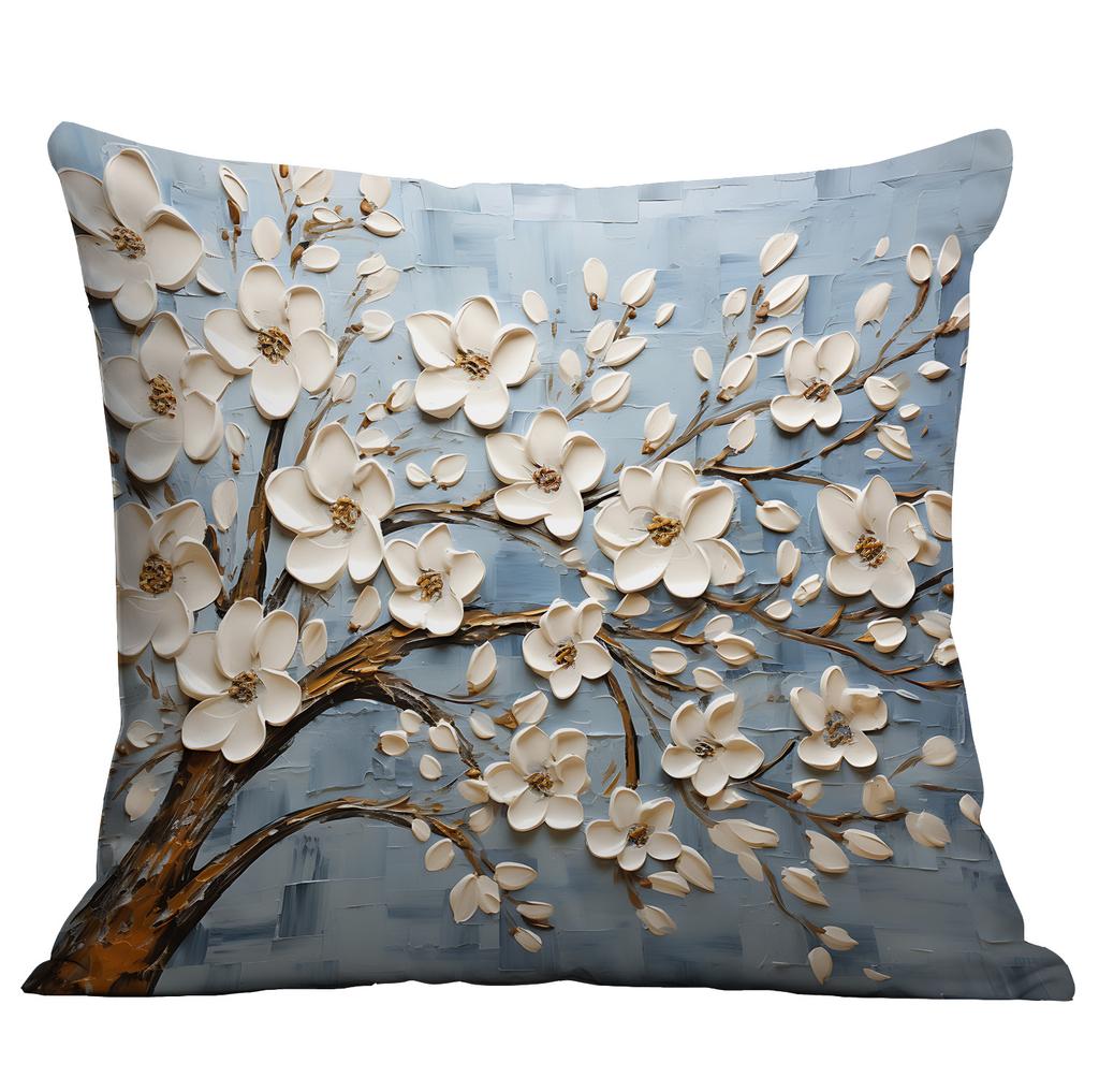 Новая наволочка с цветочным принтом, имитирующая трехмерный стиль масляной живописи, креативная цветочная, для дома, гостиной, диванной подушки