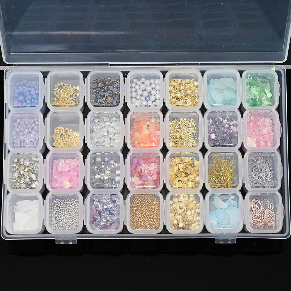 28 полосок/набор, смешанные 3D сплавы для ногтей, стразы, ювелирные изделия, подвески, украшения, набор для ногтей, ракушка, жемчужные принадлежности, аксессуары 3D8