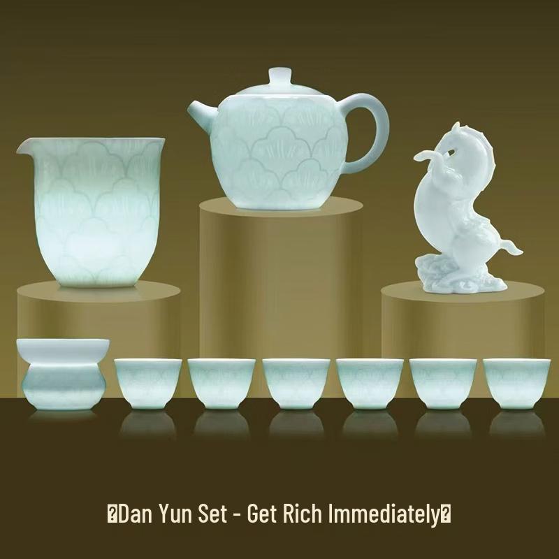 Китайский фарфоровый чайный набор Qishang с рельефным узором