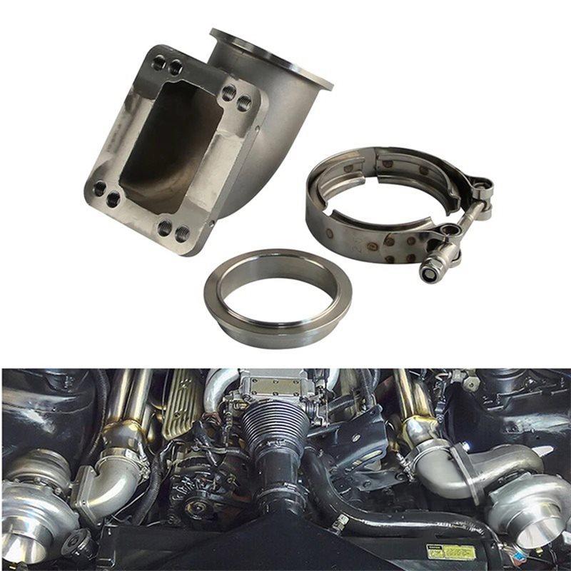 Steel Cast For T3 T4 Turbo 2.5" Vband Elbow Adapter With 90 Degree Angle Clamps Included